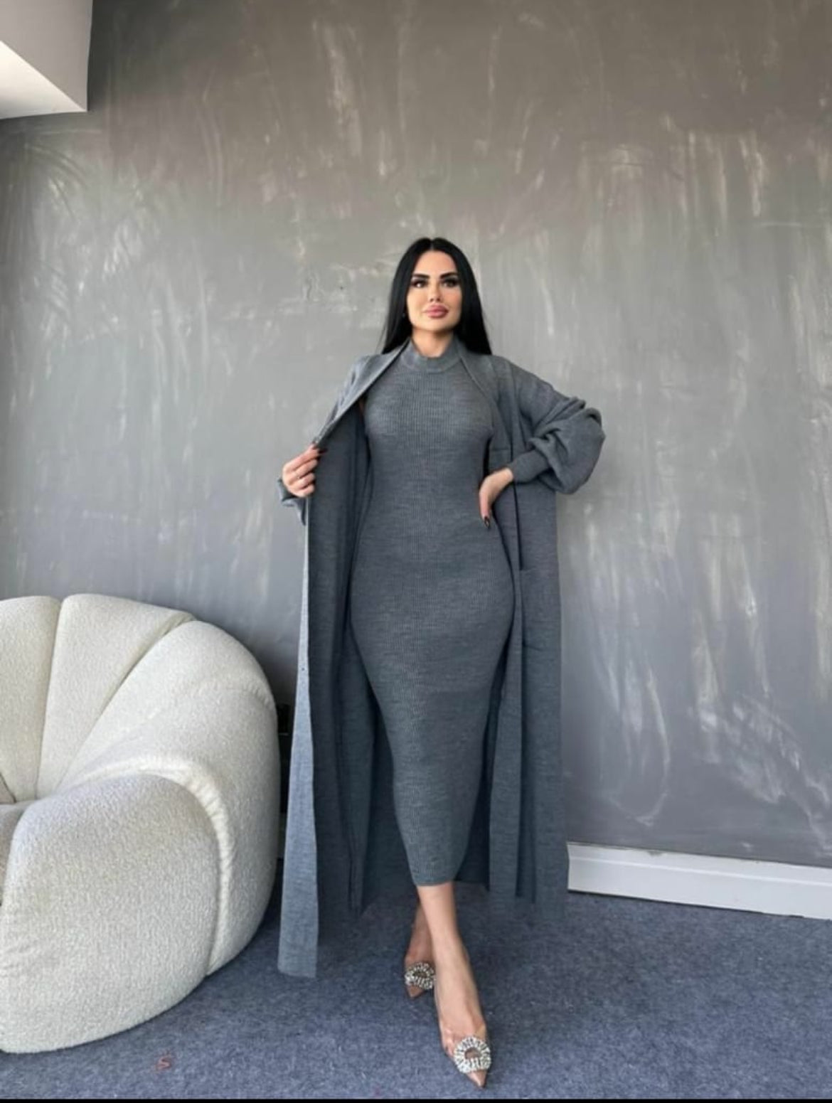 Premium Aqsa long knitted Cord set