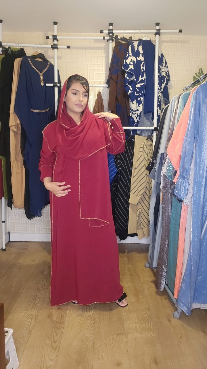 Dania Gold Edge Abaya with Scarf