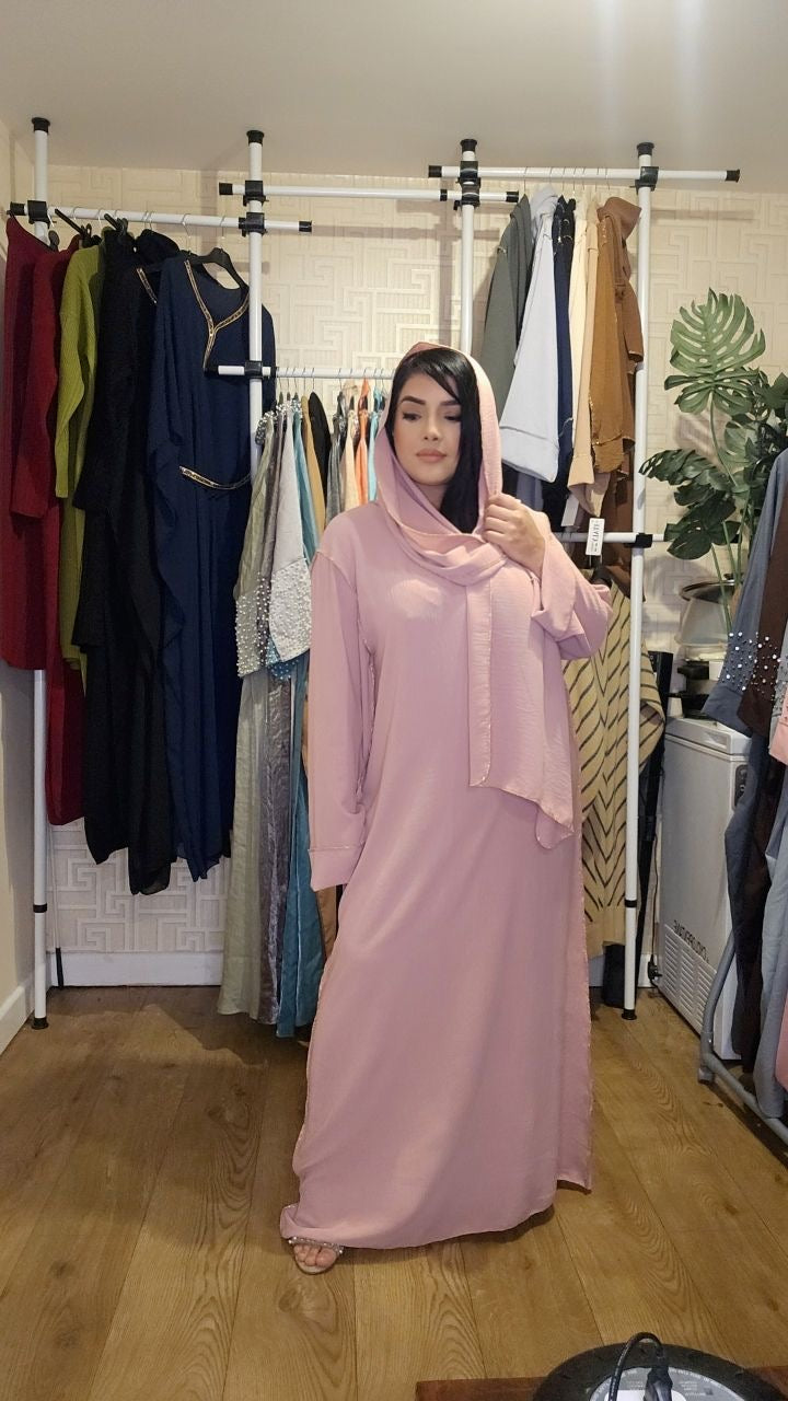 Dania Gold Edge Abaya with Scarf