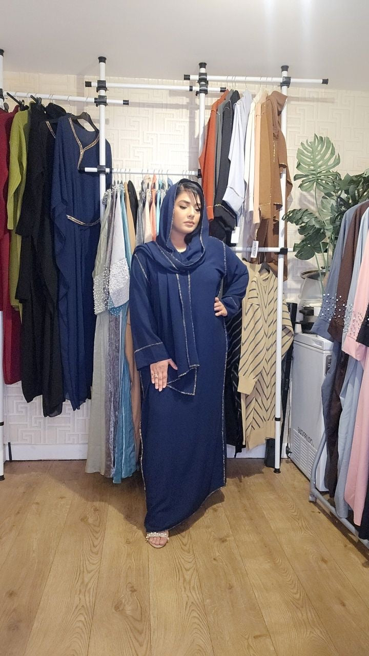 Dania Gold Edge Abaya with Scarf