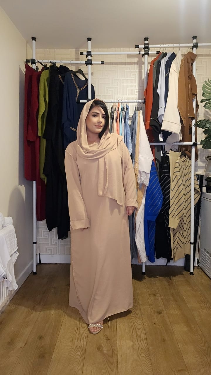 Dania Gold Edge Abaya with Scarf