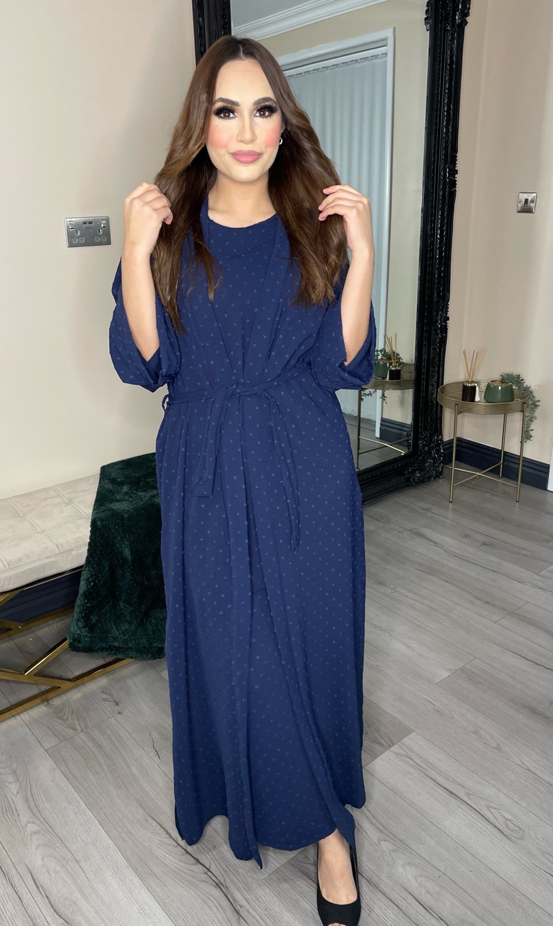 DUA 3 Piece Set modest clothing in navy for women beautiful fabric and colours UK delivery