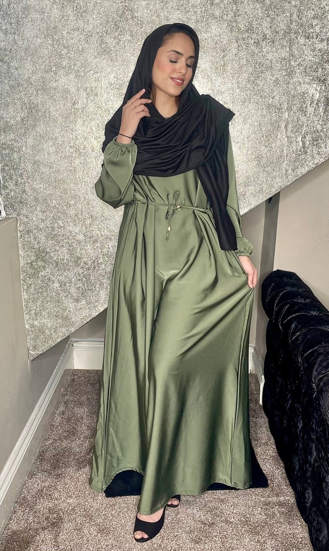 Elsa Abaya blue silk modest fashion