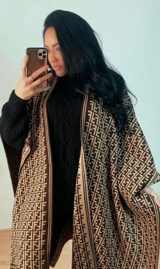 FF Knitted Cape Shawl modestwear fendy luxury shawl knitwear