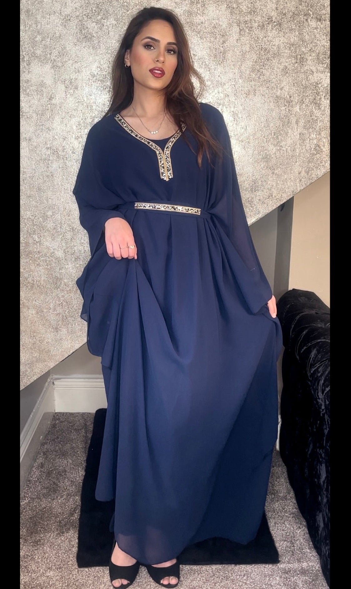 Batwing Caftan modest fashion clothing in navy EID