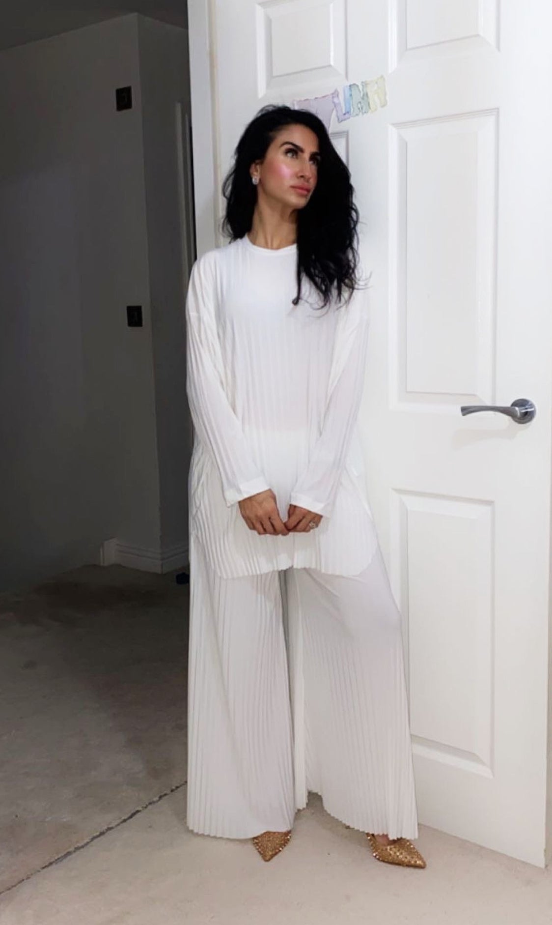 Sara Pleated 2 Piece Co-Ord Set, elegant chic womens wear for special occasions in white